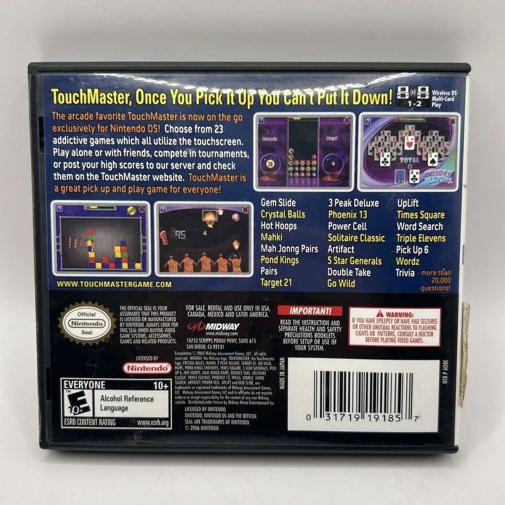 TouchMaster (Nintendo DS, 2007) Video Game Complete With Manuals CIB -B